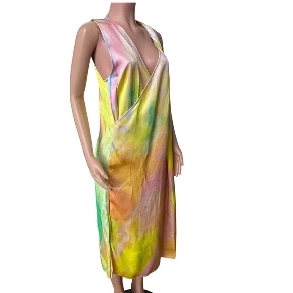 NWT Stine Goya Hedy Satin‎ Fireworks Print Draped Sleeveless Dress Size M - Picture 5 of 16